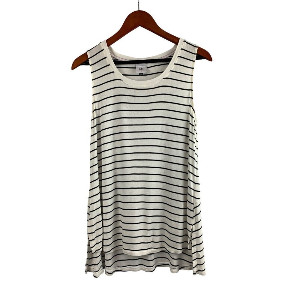 Cabi Striped Sleeveless Top S Rayon/Spandex Blend Made In Vietnam